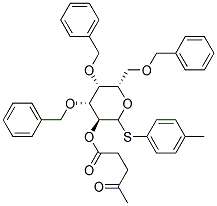 (3S,4R,5R,6S)-4-Oxo-pentanoicacid4,5-bis-benzyloxy-6-benzyloxymethyl-2-p-tolylsulfanyl-tetrahydro-pyran-3-ylester Struktur