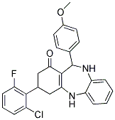 3-(2-Chloro-6-fluorophenyl)-11-(4-methoxyphenyl)-2,3,4,5,10,11-hexahydro-1H-dibenzo(b,e)[1,4]diazepin-1-one Struktur