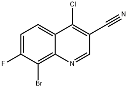 8-BROMO-4-CHLORO-7-FLUORO-QUINOLINE-3-CARBONITRILE
 Struktur