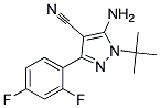 5-amino-1-tert-butyl-3-(2,4-difluorophenyl)-1H-pyrazole-4-carbonitrile Struktur