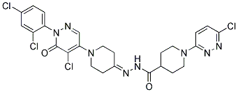 N'-(1-(5-Chloro-1-(2,4-dichlorophenyl)-6-oxo-1,6-dihydro-4-pyridazinyl)-4-piperidinylidene)-1-(6-chloro-3-pyridazinyl)-4-piperidinecarbohydrazide Struktur