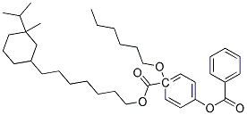 Benzoic acid,4-(hexyloxy)-4-(((1-menthylheptyl)oxy)carbonyl)phenyl ester Struktur