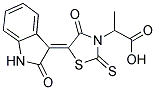 2-[(5Z)-4-OXO-5-(2-OXO-1,2-DIHYDRO-3H-INDOL-3-YLIDENE)-2-THIOXO-1,3-THIAZOLIDIN-3-YL]PROPANOIC ACID Struktur