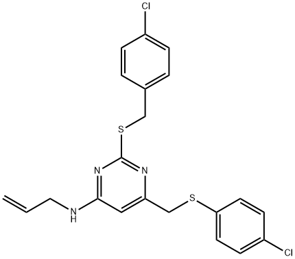 N-ALLYL-2-[(4-CHLOROBENZYL)SULFANYL]-6-([(4-CHLOROPHENYL)SULFANYL]METHYL)-4-PYRIMIDINAMINE Struktur