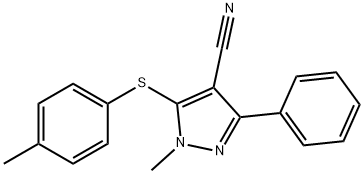 1-METHYL-5-[(4-METHYLPHENYL)SULFANYL]-3-PHENYL-1H-PYRAZOLE-4-CARBONITRILE Struktur