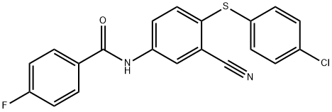 N-(4-[(4-CHLOROPHENYL)SULFANYL]-3-CYANOPHENYL)-4-FLUOROBENZENECARBOXAMIDE Struktur