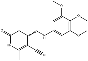 2-METHYL-6-OXO-4-[(3,4,5-TRIMETHOXYANILINO)METHYLENE]-1,4,5,6-TETRAHYDRO-3-PYRIDINECARBONITRILE Struktur