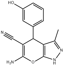 6-AMINO-4-(3-HYDROXYPHENYL)-3-METHYL-4H-PYRANO[3,2-D]PYRAZOLE-5-CARBONITRILE Struktur