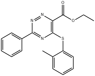 ETHYL 5-[(2-METHYLPHENYL)SULFANYL]-3-PHENYL-1,2,4-TRIAZINE-6-CARBOXYLATE Struktur