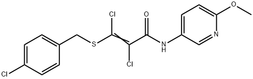 2,3-DICHLORO-3-[(4-CHLOROBENZYL)SULFANYL]-N-(6-METHOXY-3-PYRIDINYL)ACRYLAMIDE Struktur