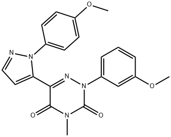 2-(3-METHOXYPHENYL)-6-[1-(4-METHOXYPHENYL)-1H-PYRAZOL-5-YL]-4-METHYL-1,2,4-TRIAZINE-3,5(2H,4H)-DIONE Struktur