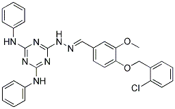 (E)-6-(2-(4-(2-CHLOROBENZYLOXY)-3-METHOXYBENZYLIDENE)HYDRAZINYL)-N2,N4-DIPHENYL-1,3,5-TRIAZINE-2,4-DIAMINE Struktur