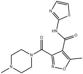 5-METHYL-3-[(4-METHYLPIPERAZINO)CARBONYL]-N-(1,3-THIAZOL-2-YL)-4-ISOXAZOLECARBOXAMIDE Struktur