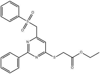 ETHYL 2-((2-PHENYL-6-[(PHENYLSULFONYL)METHYL]-4-PYRIMIDINYL)SULFANYL)ACETATE Struktur