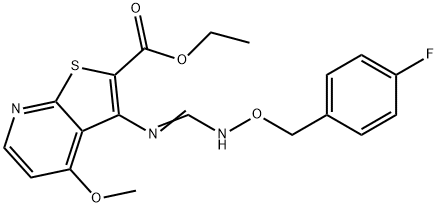 ETHYL 3-[(([(4-FLUOROBENZYL)OXY]IMINO)METHYL)AMINO]-4-METHOXYTHIENO[2,3-B]PYRIDINE-2-CARBOXYLATE Struktur