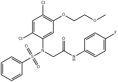 2-[2,4-DICHLORO-5-(2-METHOXYETHOXY)(PHENYLSULFONYL)ANILINO]-N-(4-FLUOROPHENYL)ACETAMIDE Struktur