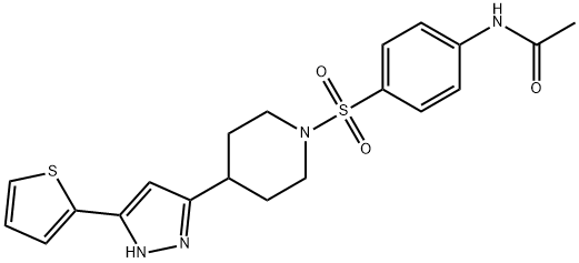 N-[4-((4-[3-(2-THIENYL)-1H-PYRAZOL-5-YL]PIPERIDINO)SULFONYL)PHENYL]ACETAMIDE Struktur