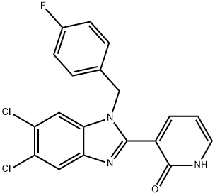 3-[5,6-DICHLORO-1-(4-FLUOROBENZYL)-1H-1,3-BENZIMIDAZOL-2-YL]-2(1H)-PYRIDINONE Struktur