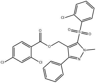 (5-[(2-CHLOROPHENYL)SULFONYL]-1-METHYL-3-PHENYL-1H-PYRAZOL-4-YL)METHYL 2,4-DICHLOROBENZENECARBOXYLATE Struktur