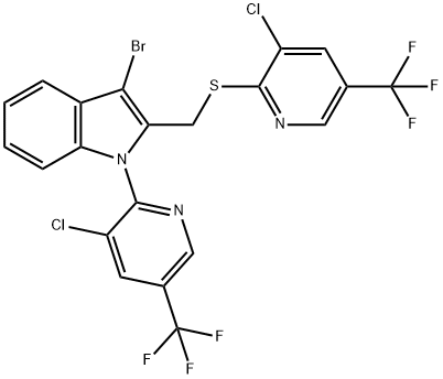 (3-BROMO-1-[3-CHLORO-5-(TRIFLUOROMETHYL)-2-PYRIDINYL]-1H-INDOL-2-YL)METHYL 3-CHLORO-5-(TRIFLUOROMETHYL)-2-PYRIDINYL SULFIDE Struktur