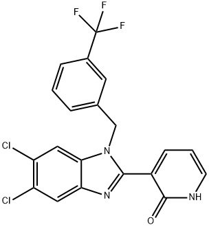 3-(5,6-DICHLORO-1-[3-(TRIFLUOROMETHYL)BENZYL]-1H-1,3-BENZIMIDAZOL-2-YL)-2(1H)-PYRIDINONE Struktur