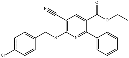 ETHYL 6-[(4-CHLOROBENZYL)SULFANYL]-5-CYANO-2-PHENYLNICOTINATE Struktur