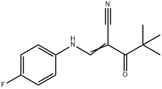 2-(2,2-DIMETHYLPROPANOYL)-3-((4-FLUOROPHENYL)AMINO)PROP-2-ENENITRILE Struktur