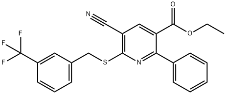 ETHYL 5-CYANO-2-PHENYL-6-([3-(TRIFLUOROMETHYL)BENZYL]SULFANYL)NICOTINATE Struktur