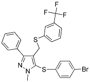 4-BROMOPHENYL 1-METHYL-3-PHENYL-4-(([3-(TRIFLUOROMETHYL)PHENYL]SULFANYL)METHYL)-1H-PYRAZOL-5-YL SULFIDE Struktur