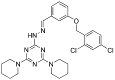 (E)-2-(2-(3-(2,4-DICHLOROBENZYLOXY)BENZYLIDENE)HYDRAZINYL)-4,6-DI(PIPERIDIN-1-YL)-1,3,5-TRIAZINE Struktur