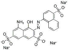 5 AMINO-HYDROXY-3-(1-SULFONYL-4-NAPHTYL)AZO-NAPHTALENE-2,7-DISULPHONIC ACID, TRISODIUM SALT Struktur