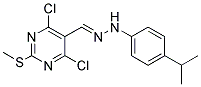 4,6-DICHLORO-2-(METHYLTHIO)PYRIMIDINE-5-CARBOXALDEHYDE 5-(4-ISOPROPYLPHENYL)HYDRAZONE Struktur