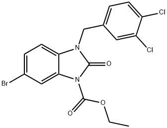 ETHYL 6-BROMO-3-(3,4-DICHLOROBENZYL)-2-OXO-2,3-DIHYDRO-1H-1,3-BENZIMIDAZOLE-1-CARBOXYLATE Struktur