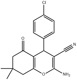 2-AMINO-4-(4-CHLOROPHENYL)-7,7-DIMETHYL-5-OXO-4,6,7,8-TETRAHYDRO2H-CHROMENE-3-CARBONITRILE Struktur