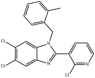 5,6-DICHLORO-2-(2-CHLORO-3-PYRIDINYL)-1-(2-METHYLBENZYL)-1H-1,3-BENZIMIDAZOLE Struktur