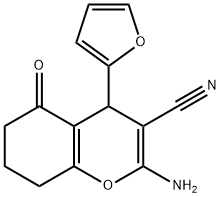 2-AMINO-4-(2-FURYL)-5-OXO-5,6,7,8-TETRAHYDRO-4H-CHROMENE-3-CARBONITRILE Struktur