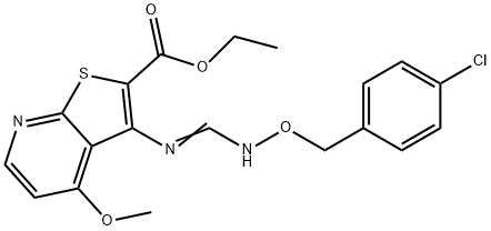 ETHYL 3-[(([(4-CHLOROBENZYL)OXY]AMINO)METHYLENE)AMINO]-4-METHOXYTHIENO[2,3-B]PYRIDINE-2-CARBOXYLATE Struktur