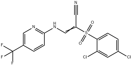 2-((2,4-DICHLOROPHENYL)SULFONYL)-3-((5-(TRIFLUOROMETHYL)(2-PYRIDYL))AMINO)PROP-2-ENENITRILE Struktur