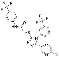 N1-[4-(TRIFLUOROMETHYL)PHENYL]-2-((5-(6-CHLORO-3-PYRIDYL)-4-[3-(TRIFLUOROMETHYL)PHENYL]-4H-1,2,4-TRIAZOL-3-YL)THIO)ACETAMIDE Struktur