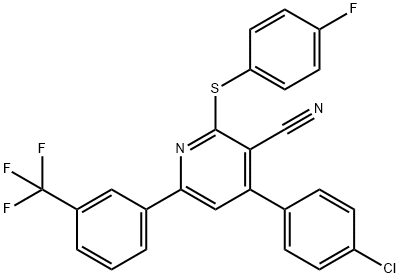 4-(4-CHLOROPHENYL)-2-[(4-FLUOROPHENYL)SULFANYL]-6-[3-(TRIFLUOROMETHYL)PHENYL]NICOTINONITRILE Struktur