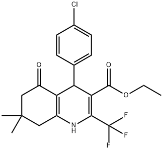 ETHYL 4-(4-CHLOROPHENYL)-7,7-DIMETHYL-5-OXO-2-(TRIFLUOROMETHYL)-1,4,5,6,7,8-HEXAHYDRO-3-QUINOLINECARBOXYLATE Struktur