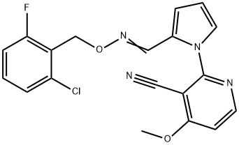 2-[2-(([(2-CHLORO-6-FLUOROBENZYL)OXY]IMINO)METHYL)-1H-PYRROL-1-YL]-4-METHOXYNICOTINONITRILE Struktur