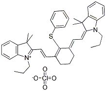 2-[2-[3-[(1,3-DIHYDRO-3,3-DIMETHYL-1-PROPYL-2H-INDOL-2-YLIDENE)ETHYLIDENE]-2-(PHENYLTHIO)-1-CYCLOHEXEN-1-YL]ETHENYL]-3,3-DIMETHYL-1-PROPYLINDOLIUM PERCHLORATE Struktur