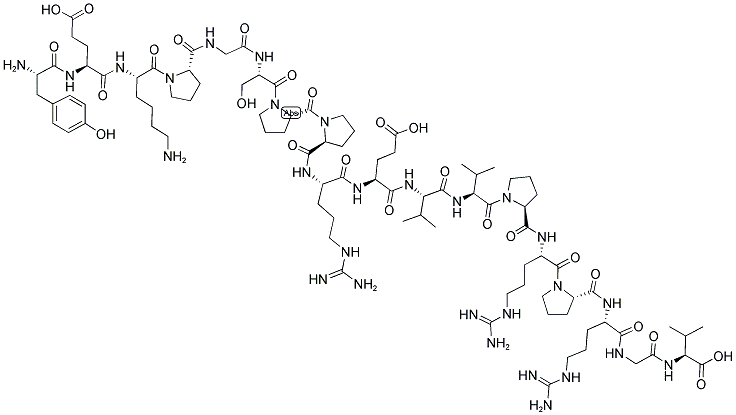 H-TYR-GLU-LYS-PRO-GLY-SER-PRO-PRO-ARG-GLU-VAL-VAL-PRO-ARG-PRO-ARG-GLY-VAL-OH Structure