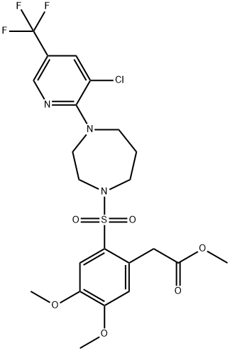 METHYL 2-(2-((4-(3-CHLORO-5-(TRIFLUOROMETHYL)(2-PYRIDYL))(1,4-DIAZAPERHYDROEPINYL))SULFONYL)-4,5-DIMETHOXYPHENYL)ACETATE Struktur