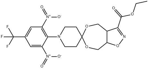 [3-ETHOXYCARBONYL-4,5-BIS(HYDROXYMETHYL)-4,5-DIHYDROISOXAZOLE][1-(2,6-DINITRO-4-TRIFLUOROMETHYLPHENYL)-4-PIPERIDONE]KETAL Struktur