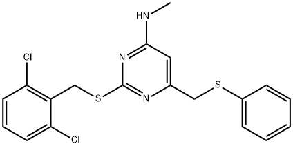 2-[(2,6-DICHLOROBENZYL)SULFANYL]-N-METHYL-6-[(PHENYLSULFANYL)METHYL]-4-PYRIMIDINAMINE Struktur