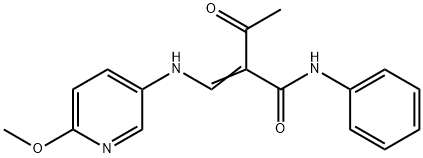 2-ACETYL-3-((6-METHOXY(3-PYRIDYL))AMINO)-N-PHENYLPROP-2-ENAMIDE Struktur