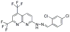 2,4-DICHLOROBENZENECARBALDEHYDE N-[5,7-BIS(TRIFLUOROMETHYL)[1,8]NAPHTHYRIDIN-2-YL]HYDRAZONE Struktur