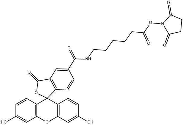 6-(FLUORESCEIN-5-CARBOXAMIDO)HEXANOIC ACID, SUCCINIMIDYL ESTER Structure